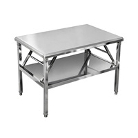 Plan de travail rectangulaire double couche pliable en acier inoxydable pour lavabo commercial, comptoir de préparation de cuisine, table de conditionnement et d'assiettage pour restaurant