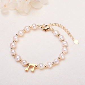 Light Luxury Fashion Women's <b>Freshwater</b> <b>Pearl</b> <b>Bracelet</b> Versatile High-End Fine Charm Copper Gold-Plated Real - Product Image 3