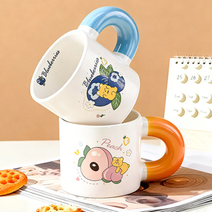<b>Ceramic</b> Mug Fruit Pattern Cartoon Design 350ml Home Use Gift <b>Cup</b> For Couple And Friends - Product Image 2