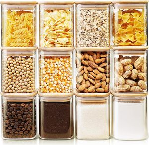 Plastic <b>Kitchen</b> Grain and Multigrain Sealed Jar Transparent Airtight Food <b>Storage</b> Box with Bamboo Lid - Product Image 1