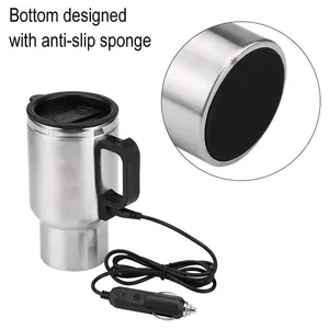 Auto Car Heating Stainless Steel Cup Travel Coffee Tea Heated Vacuum Flask Mug Car Heating Mugs With Handle