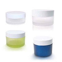 3ml-250ml Bocaux cosmétiques cylindriques en plastique Petg 10g Bocal Petg double paroi 10ml Ps Ps pots de crème cosmétique transparents avec couvercles noirs