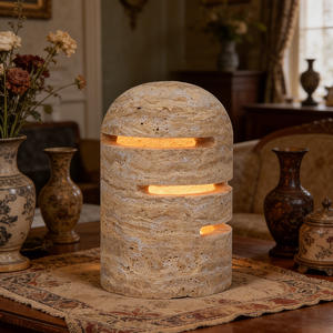 Produit phare Décoration d'intérieur de luxe Lumière d'ambiance beige Travertin Marbre blanc Pierre de grotte Lampe de table Veilleuse - Product Image 5