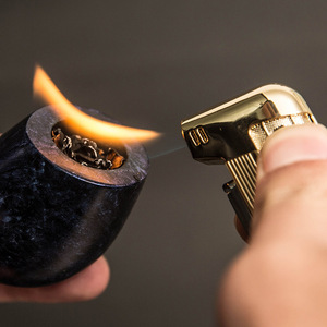 Encendedor de pipa multifuncional JOFI, dorado, reutilizable, con cuchillo raspador y varilla de presión para pipas de fumar - Product Image 5