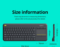Logitech K400Plus Keyboard TV pintar Android, komputer Laptop Panel sentuh nirkabel hitam