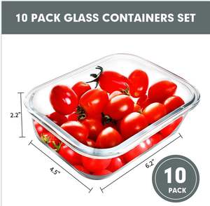 Original Factory 10 Pack Glass Meal Prep <b>Containers</b> 2 Compartment Set Airtight Glass Lunch Box <b>Food</b> Storage <b>Containers</b> with Lids - Product Image 2