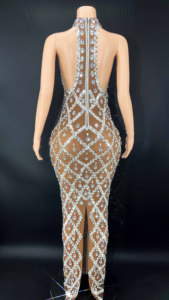 Novance Y2360-I Alibaba-Online-Shopping <span class=keywords><strong>Robe</strong></span> <span class=keywords><strong>de</strong></span> soirée scintillante en maille marron diamantée, dernière collection <span class=keywords><strong>pour</strong></span> femmes, Vestidos <span class=keywords><strong>De</strong></span> Dama <span class=keywords><strong>De</strong></span> Honra - Product Image 3