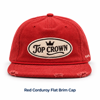 Casquette de baseball snapback unisexe urbaine ajustable en velours côtelé côtelé personnalisée en usine, avec visière vieillie et patch brodé sur le devant, vente en gros