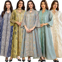 Jual Langsung Pabrik Kaftan Gaya Maroko Berhias Satin Abaya Modis Elegan Gaun Muslim Wanita Ukuran Besar Grosir