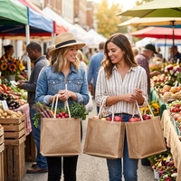 Sac fourre-tout en jute et lin personnalisé avec logo, sac cadeau réutilisable pour bouteille de vin, porte-bouteille avec poignée