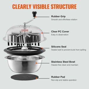 DB 19 pouces Coupe-foin manuel à bol en acier inoxydable, outil de jardinage à rotation torsadée pour la coupe des feuilles - Product Image 4