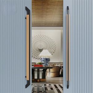Poignée de porte minimaliste en faux marbre, quincaillerie d'entrée en acier inoxydable pour portes doubles en bois massif de chambre VIP d'hôtel haut de gamme - Product Image 1