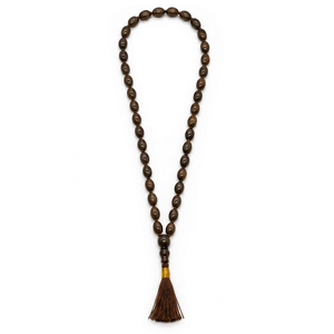 Perles rondes en bois Kamal Gatta, modèle Riddhi Siddhi brunâtre LWB 101, lot en vrac - Product Image 1