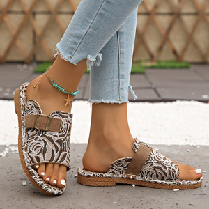 ashion <b>Plus</b> <b>Size</b> Slippers Womens 2025 Summer New Flat-Word Casual Outfit Cool Wholesale231231 - Product Image 1