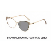 Lunettes de vue pour adultes, style œil-de-chat, unies, photochromiques, durables, légères, à monture complète, protection UV, pour myopes, vente en gros