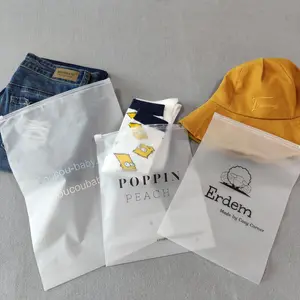 Sacos de plástico fosted personalizados/foscos, camiseta/biquíni ziplock bolsa de pano bolsa con cremallera personalizada com logotipo