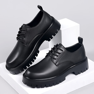 Bottes Martin pour hommes en cuir de vachette, à lacets, couleur noire unie, chaussures décontractées basses, origine Wenzhou - Product Image 3