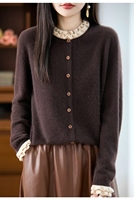 Maßgeschneiderter Winter-Casual-Kaschmir-Cardigan für Damen, lockerer Knopf-Mantel im Joker-Stil, Strickoberteil mit Holzohren-Design