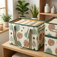 Boîte de rangement durable en tissu non tissé avec poignées renforcées, grande capacité, organiseur de linge