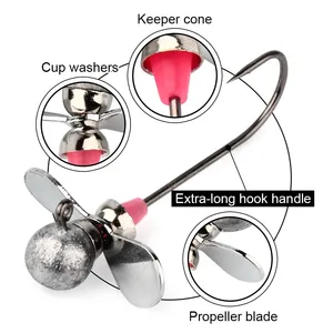 เหยื่อตกปลา Spinpoler Propeller Jig Head น้ำหนัก 5 กรัม/7 กรัม/10 กรัม/14 กรัม เหล็กกล้าคาร์บอน ตัวเบ็ดเดี่ยว มีเงี่ยง ตัวเบ็ดทำจากเหล็กกล้าไร้สนิม ใบมีดสแตนเลส สำหรับตกปลาทะเล - Product Image 3