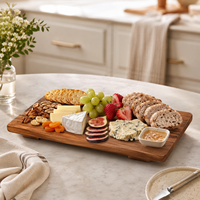 Planche à charcuterie de luxe en bois d'acacia avec pieds, plateau de service rectangulaire en bois pour fromage, viande, fruits, vin, fête