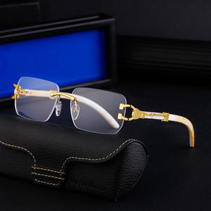 Lunettes de soleil sans monture Polo Haus pour homme, verres PC UV400, branches en imitation bois noir, style Instagram - Product Image 4