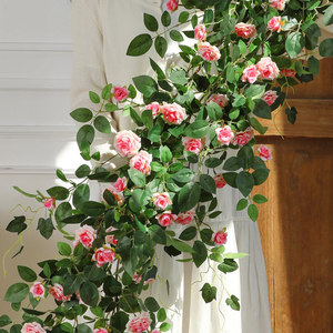 Guirlande de roses artificielles en soie, plante grimpante, bouquet de fleurs pour décoration murale intérieure, mariage, balcon, plante verte suspendue - Product Image 1