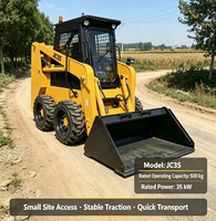 Chargeuse compacte à direction articulée JC35 haute flexibilité, poids opérationnel de 500 kg, équipement idéal pour les projets d'ingénierie municipale en espaces restreints