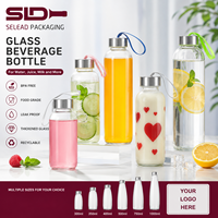 Bouteille en verre personnalisée promotionnelle avec logo, tasse à café en verre portable, couvercle en acier inoxydable et aluminium, bouteilles d'eau transparentes