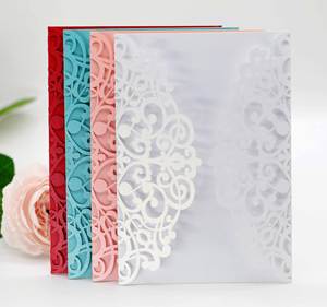 Invitación de Cumpleaños Cortada con Láser, Tarjeta de Boda, Página Interior con Lazo, Invitación de Novia, Invitación Plegable, Decoración de Boda, Invitación con Purpurina - Product Image 1