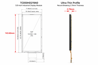 شاشة LCD TFT IPS مدمجة مقاومة للأشعة فوق البنفسجية مقاس 5.0 بوصة بدقة 720×1280 عالية الوضوح وسطوع 400 شمعة/م2 مع واجهة MIPI، تعمل في درجات حرارة من -20 إلى +60 درجة مئوية، مناسبة لأجهزة التحكم في الأسطول والاستخدام الخارجي