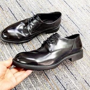 Zapatos Formales de Hombre con Punta Cuadrada y Cordones, Nuevos y de Lujo 2025, de Cuero Genuino, Transpirables, Ligeros y Antideslizantes, para Oficina y Carrera Profesional - Product Image 1