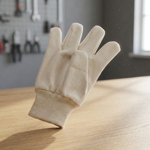 Gants de travail en toile naturelle respirante avec poignet et manchette tricotés, protection industrielle des mains de haute qualité - Product Image 5