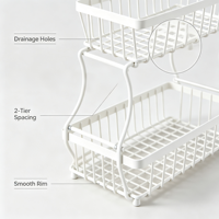 Panier à fruits carré blanc à 2 niveaux en métal, paniers de rangement décoratifs pour la cuisine, les boissons, les aliments et les légumes