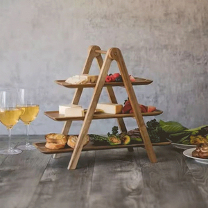 Scala in legno a 3 livelli che serve il piatto della stazione supporto per torta di frutta e Dessert ripiano per decorare il vassoio della fattoria per il ristorante - Product Image 2