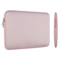 Housse d'ordinateur portable en néoprène souple, fine, rose, imperméable et antichoc, avec petite pochette compatible