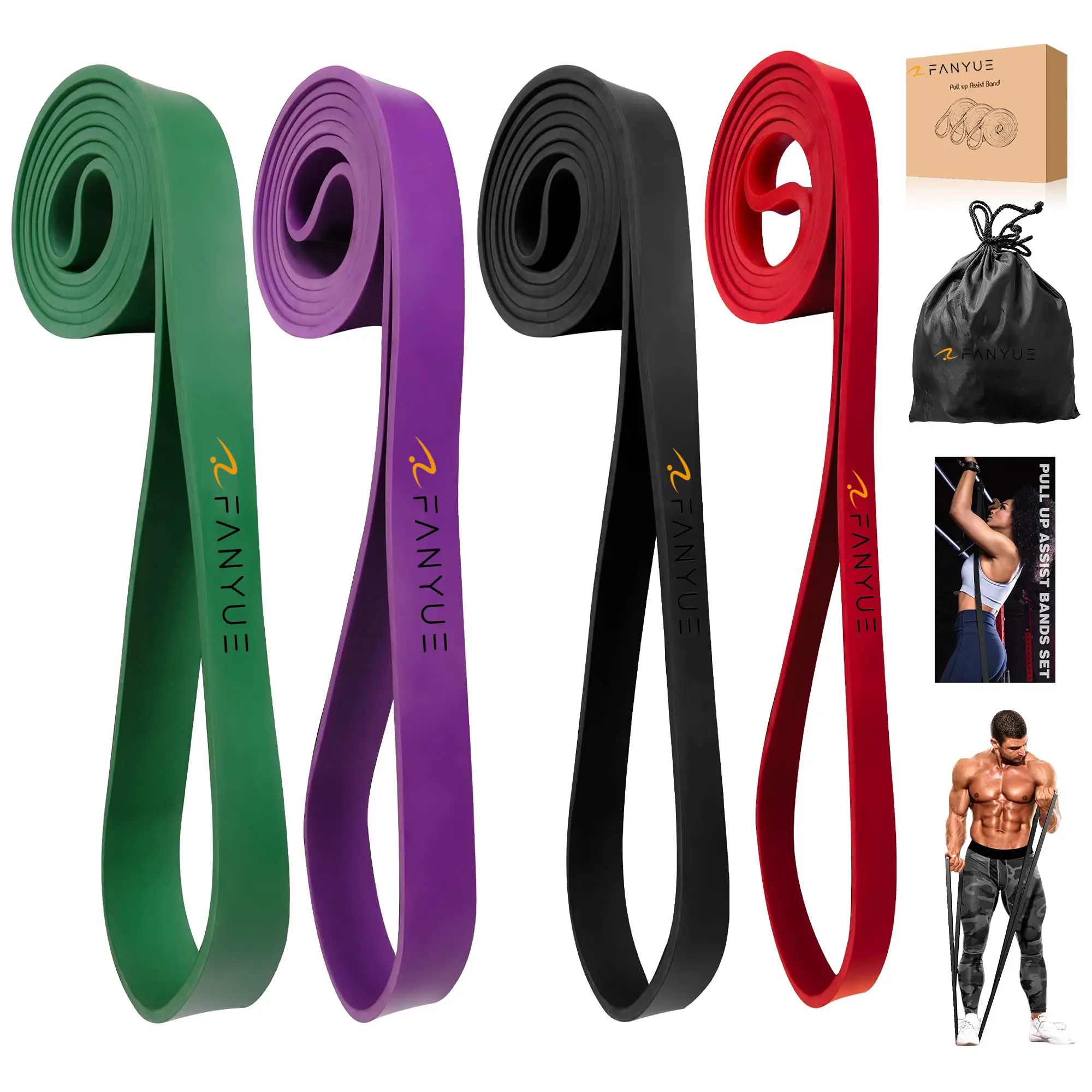 Rubber Loop Fitness Pull-Up Heavy Duty Exercise Assist Power Long Custom Logo Resistance Band Pullup Set Workout Pull Up Bands/
