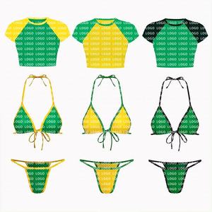 Traje de Baño de Dos Piezas de Alta Calidad para Mujer, Diseño Triangular con Push-Up, Sin Costuras, Estampado/Rasgado, Personalizado para la Venta - Product Image 5