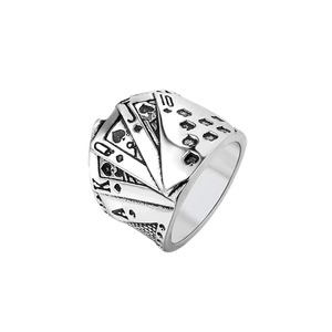 yunnique Playing Card Straight Flush <b>Ring</b> <b>Titanium</b> Steel Men's <b>Ring</b> Retro Trendy Lucky Jewelry Gift - Product Image 5
