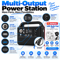 Station de batterie portable 300W avec sorties AC, DC et USB et ventilateur LED de refroidissement en option pour une utilisation en extérieur
