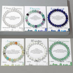 Fatto a mano 8mm naturale occhio di tigre <span class=keywords><strong>ametista</strong></span> turchese pietra di quarzo con perline di cristallo con carta per le donne uomini gioielli regalo - Product Image 2