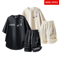 Ensemble 2 pièces personnalisé avec logo, 180 GSM, streetwear pour homme, t-shirt à manches courtes imprimé numériquement, short respirant, ensemble tricoté pour l'été