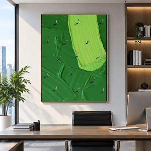 Quadro su Tela con Spatola, Arte Sportiva Verde, Dipinto Murale 3D Testurizzato, Arte Astratta del Golf per Arredamento Interno <span class=keywords><strong>di</strong></span> Club <span class=keywords><strong>di</strong></span> Lusso e Lounge - Product Image 1