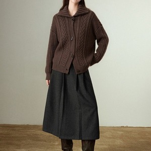 Cárdigan de Punto Grueso Suave Color Crema para Mujer, Otoño Invierno 2026, Venta al por Mayor, con Botones de Palanca, Cuello con Muescas, Estilo Oversize Retro - Product Image 4