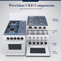 Kompor Gas Berdiri Bebas X CKD 4 Tungku dengan Oven, Permukaan Masak Stainless Steel, 110-220V, Kompor Gas Rumah Tangga untuk Dapur