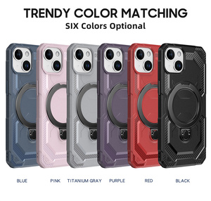 Hybrid TPU+PC Metal Magnetic Bracket Carbon <strong>Fiber</strong> Design Camera Protection Phone Cover Case for <strong>Google</strong> Pixel 9/9 Pro/9 Pro XL - Product Image 2