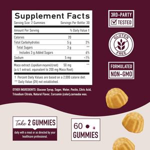 Gummies de Maca Personnalisées pour le Soutien Énergétique des Adultes – 60 Comprimés – Maca pour des Fesses Volumineuses à Base de Racine de Maca - Product Image 3