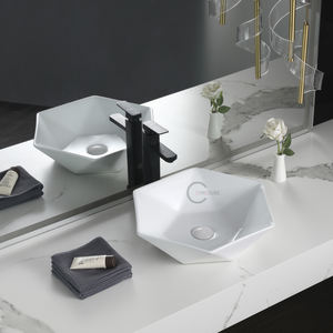 Vasque hexagonale de salle de bain, lavabo en céramique mince, lavabo artistique pour lavage des mains - Product Image 1