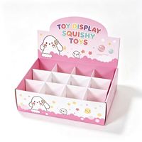 Boîte de présentation écologique et recyclable pour jouets Squishy, présentoir de comptoir en carton rose à 12 compartiments, réutilisable pour cadeaux et artisanat