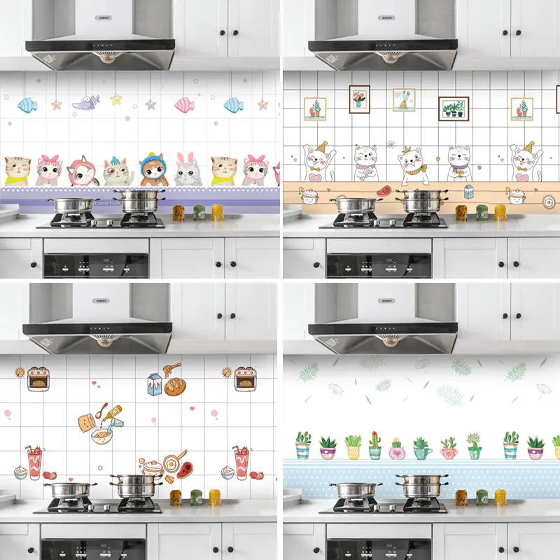 Kitchen Stickers For Cabinet Stove Self Adhesive Waterproof Kitchen Oil-proof Home Decor pet glitter sliver wall stickers